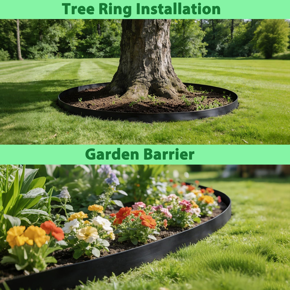 West Bay flexible barrier easily cut to fit around planting areas.