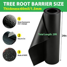 West Bay HDPE root barrier 60mil offers durable underground protection for driveways and sidewalks.
