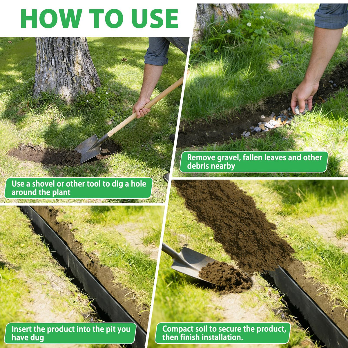 West Bay low-profile black barrier blends with garden borders and driveways.