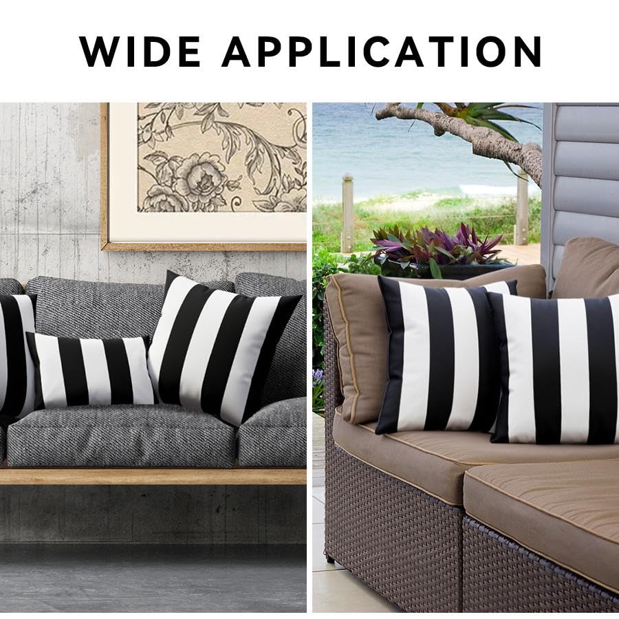 WESTERN HOME WH indoor-outdoor stripe pillow cover adapts to both spaces with ease.