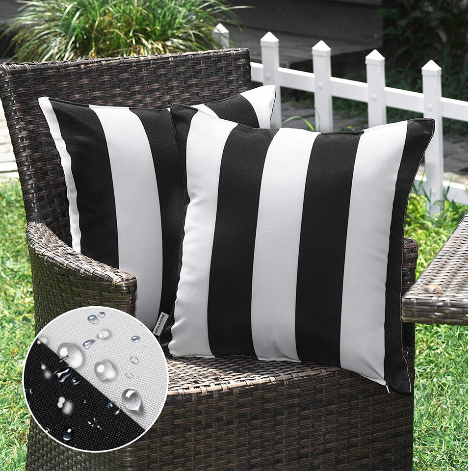 WESTERN HOME WH outdoor pillow cover in black and white stripes boosts patio style and weather resistance.
