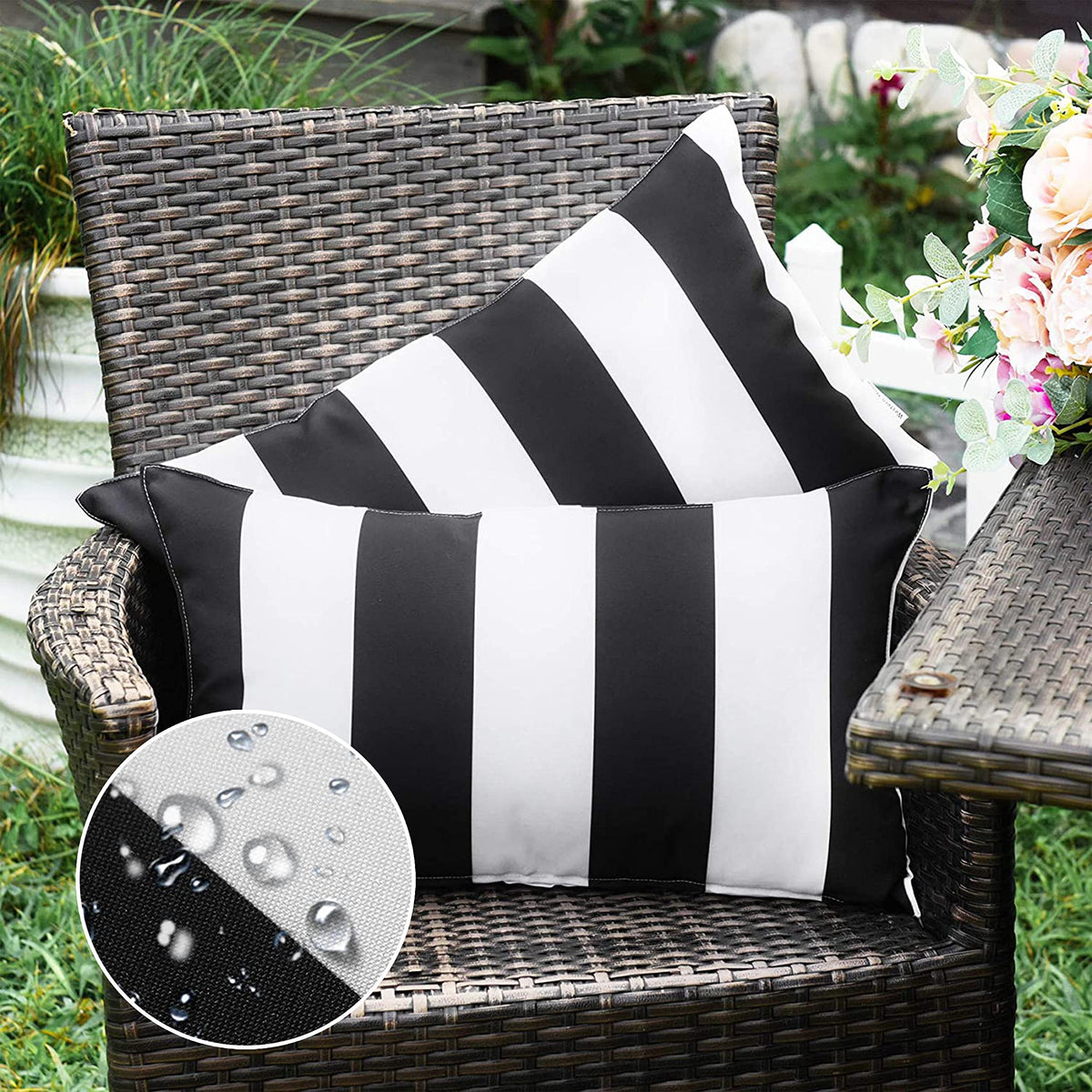 Western Home WH outdoor striped pillow cover in waterproof fabric ready for patio use