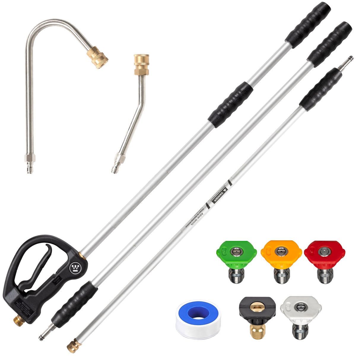 Westinghouse extension wand fully assembled extends reach for gutters and high surfaces.