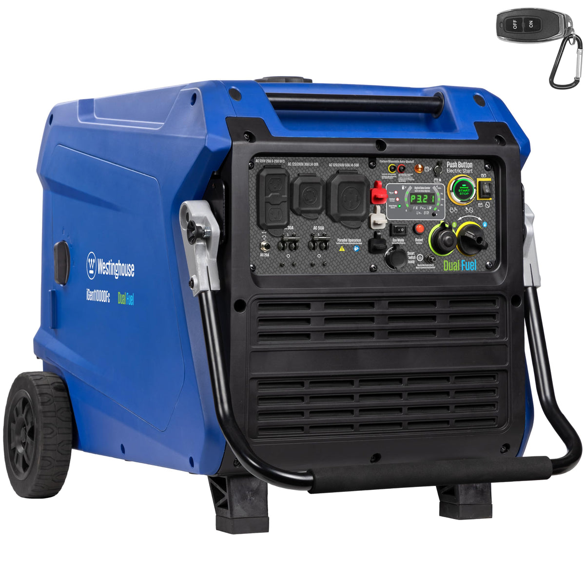 Westinghouse iGen11000DFc remote start for easy startup from afar.