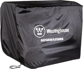 Westinghouse WGen cover with universal fit protecting open-frame generator from dust