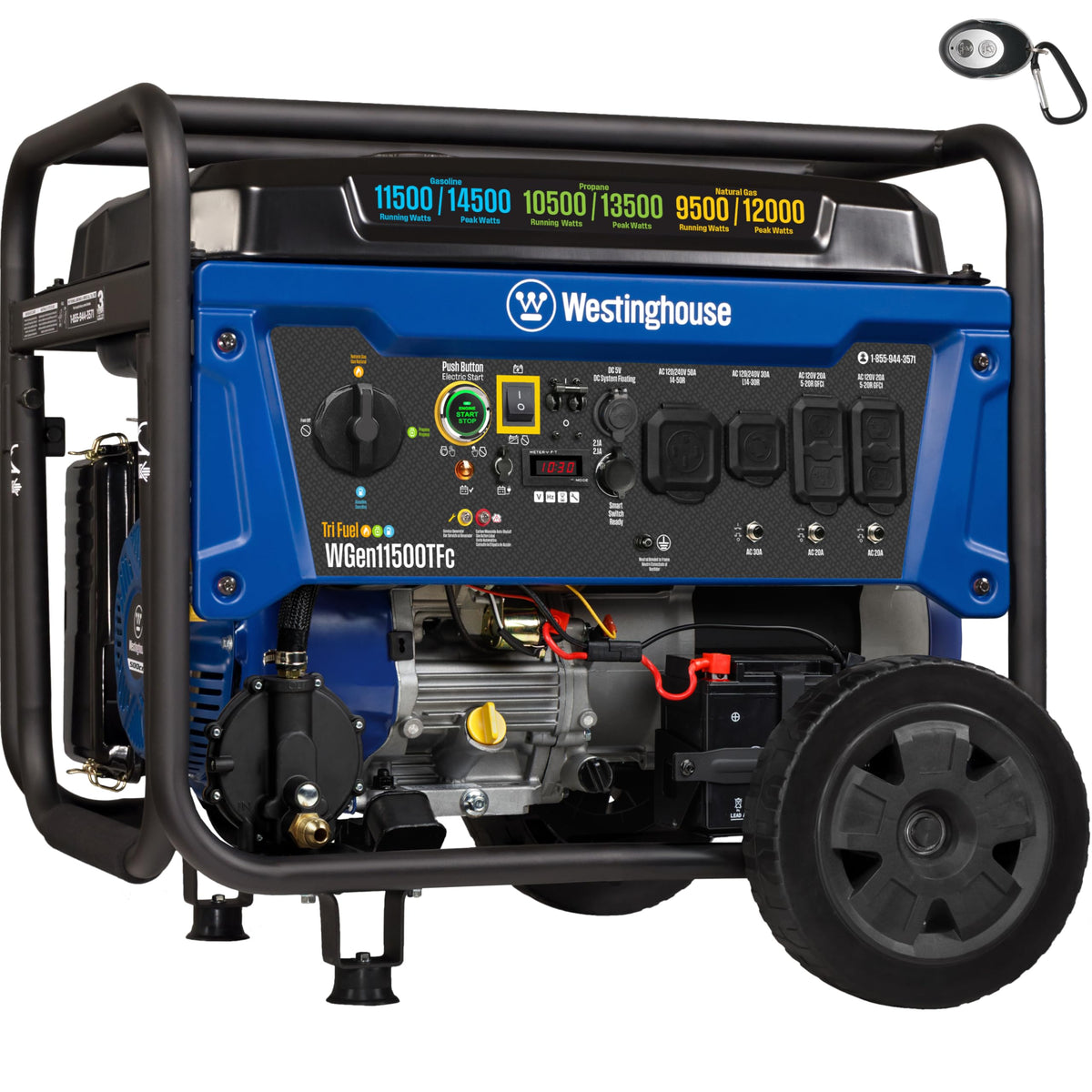 Westinghouse WGen11500TFc exterior front view for reliable home backup power