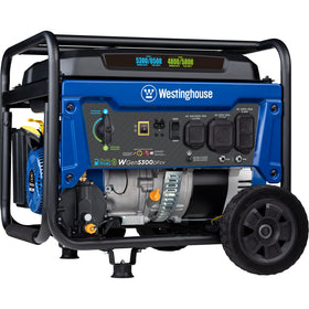 Westinghouse WGen5300DFcv front view with rugged frame for reliable outdoor power