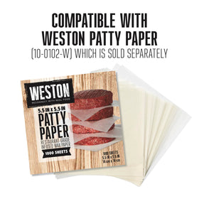 Crab cake and sausage patty preparation with Weston press.
