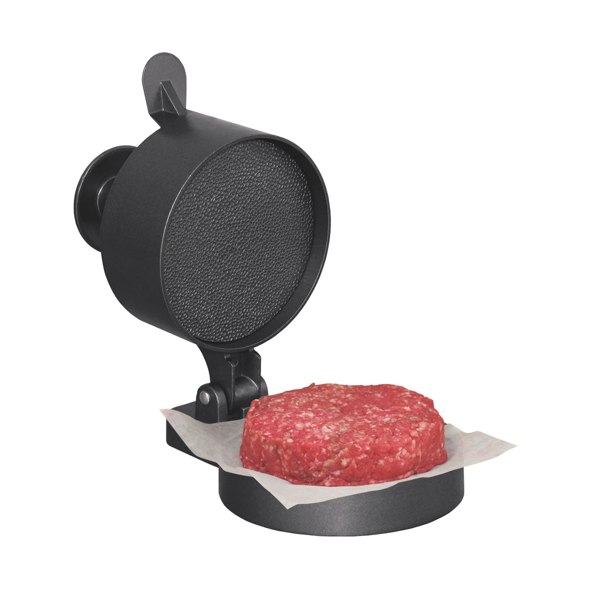 Weston burger press with spring ejector for easy patty release.