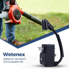 Wetenex ignition coil for Husqvarna 125BX — clear view of OEM module for easy maintenance.