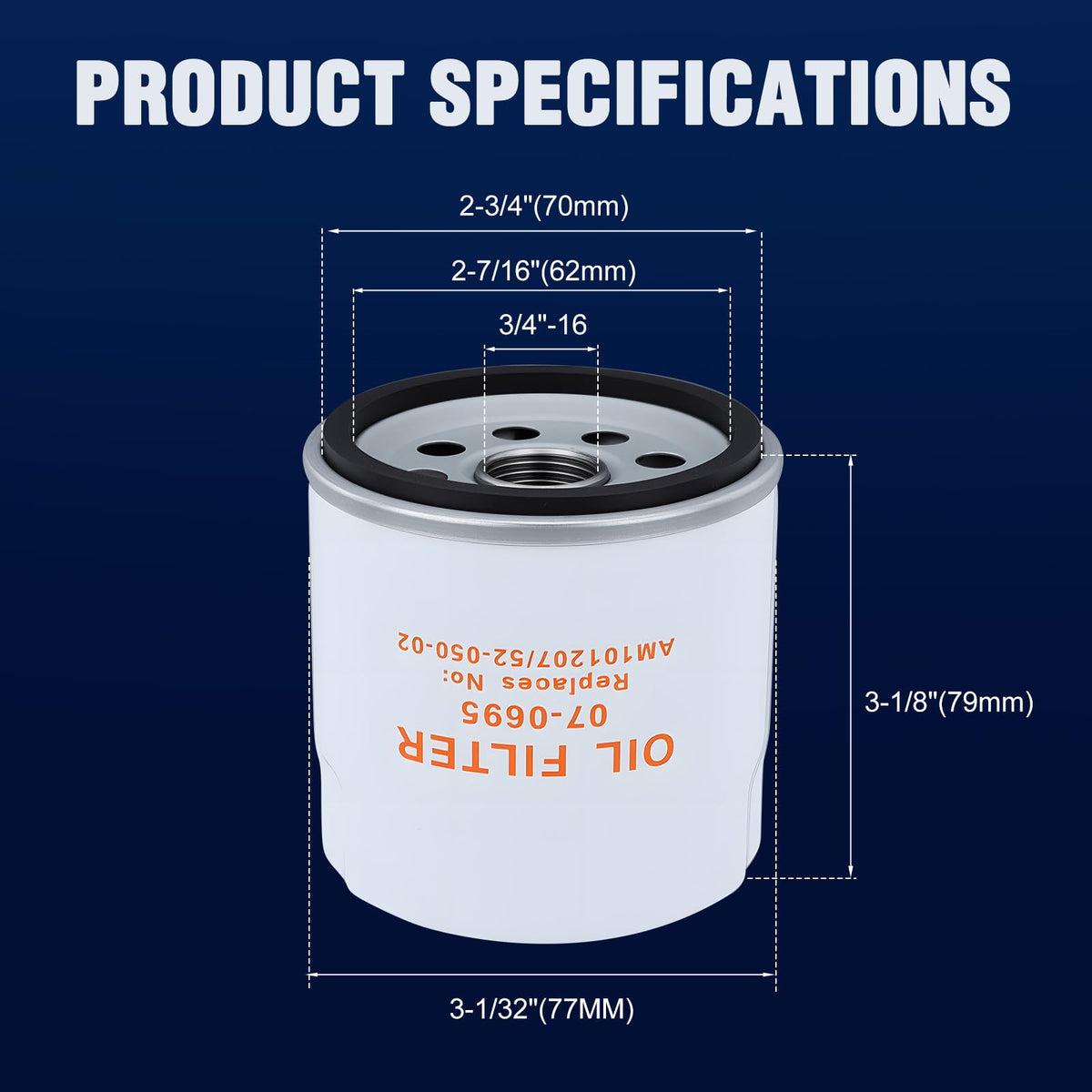 Wetenex oil filter side view with compact design.
