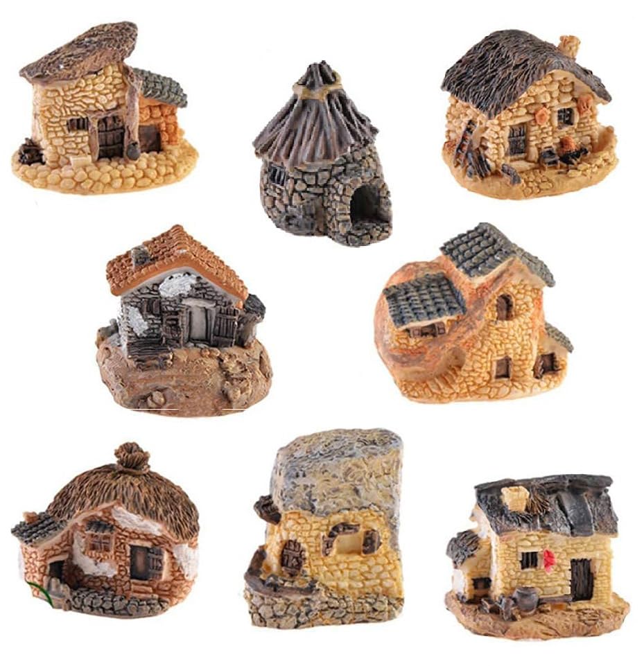 WETEPUXI fairy garden cottage set adds whimsical charm to plant displays.