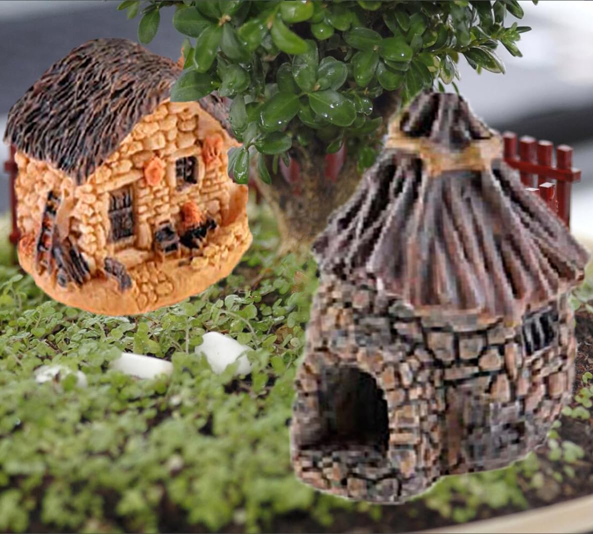 WETEPUXI miniature village collection sparks imagination in micro garden projects.