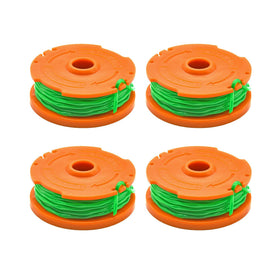 WETOOLPLUS WA0014 four-pack spools for Worx trimmers, quick replacement on lawn care tasks.