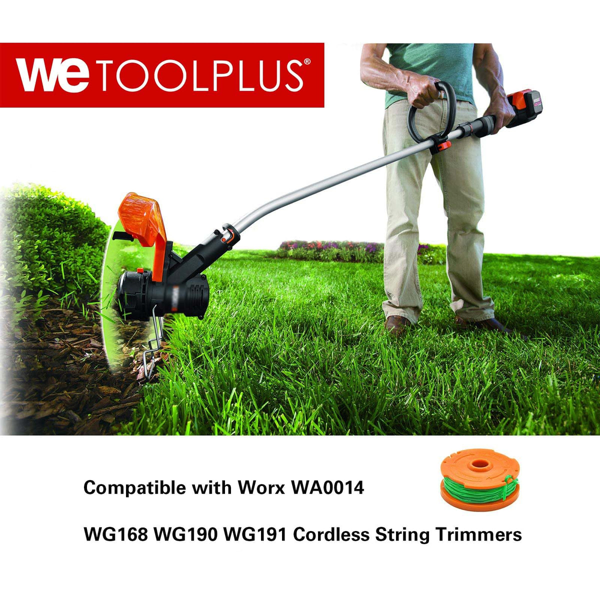 WETOOLPLUS WA0014 compatible with Worx WG168, easy spool swap for edging.