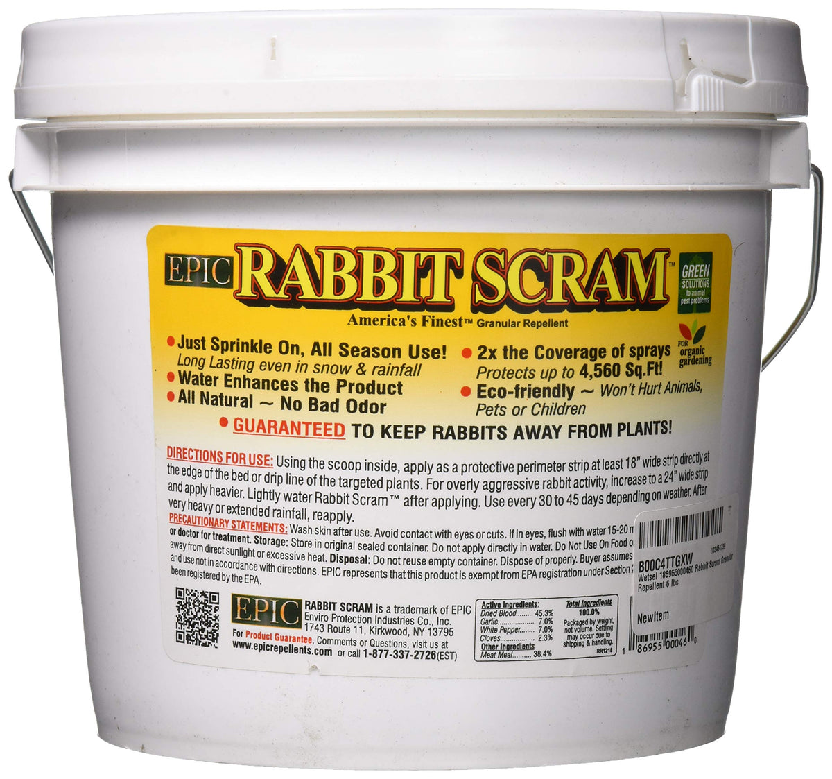 Wetsel Rabbit Scram being sprinkled to deter rabbits in sunny, dry conditions.
