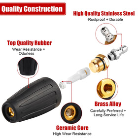 Wevove brass and stainless construction for durable pressure washing