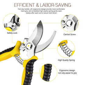 Wevove pruning set with varied blades for different plants and tasks.