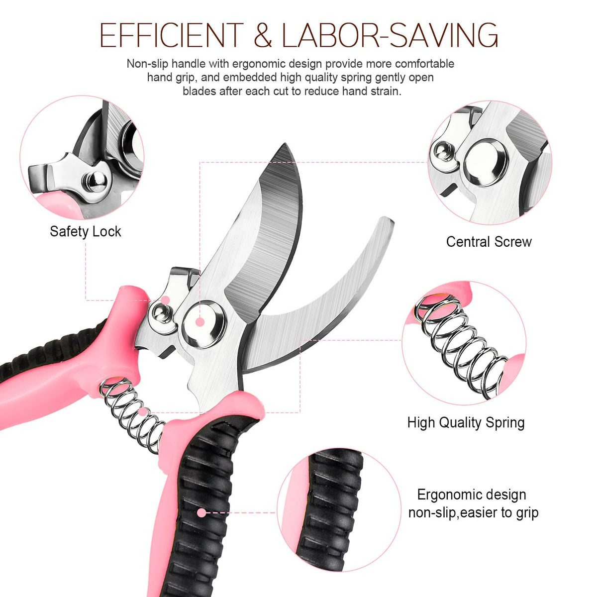 Wevove pruning shears easy-open spring reduces hand fatigue during pruning
