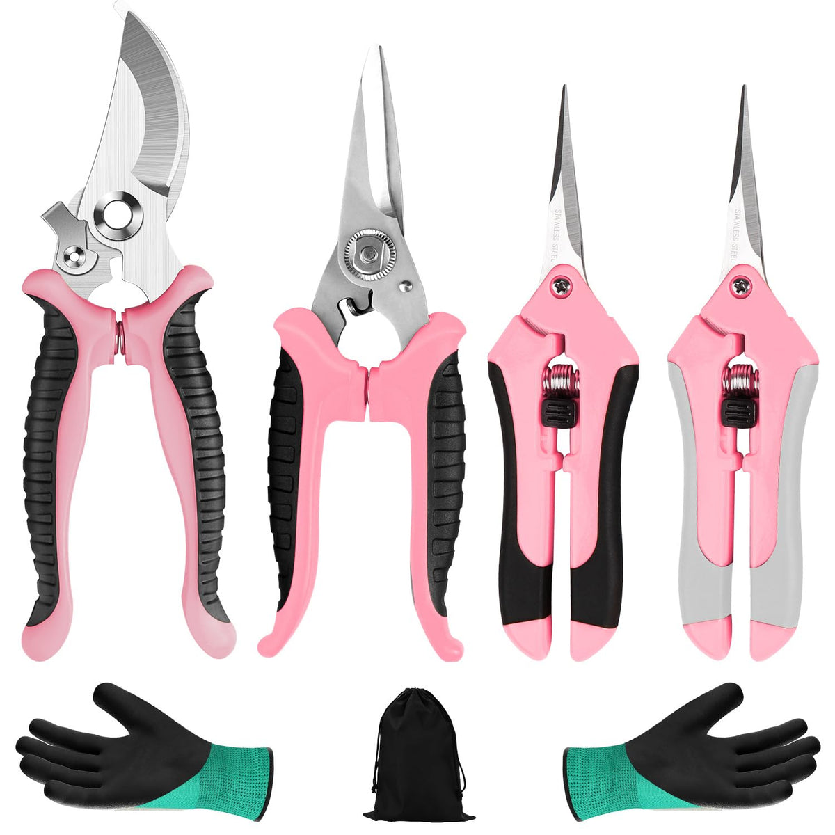 Wevove pruning shears four-pack pink display for versatile garden trimming