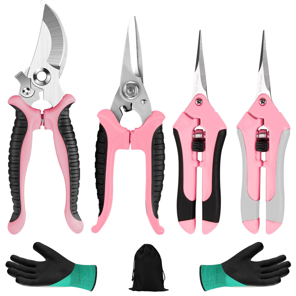 Wevove pruning shears four-pack pink display for versatile garden trimming