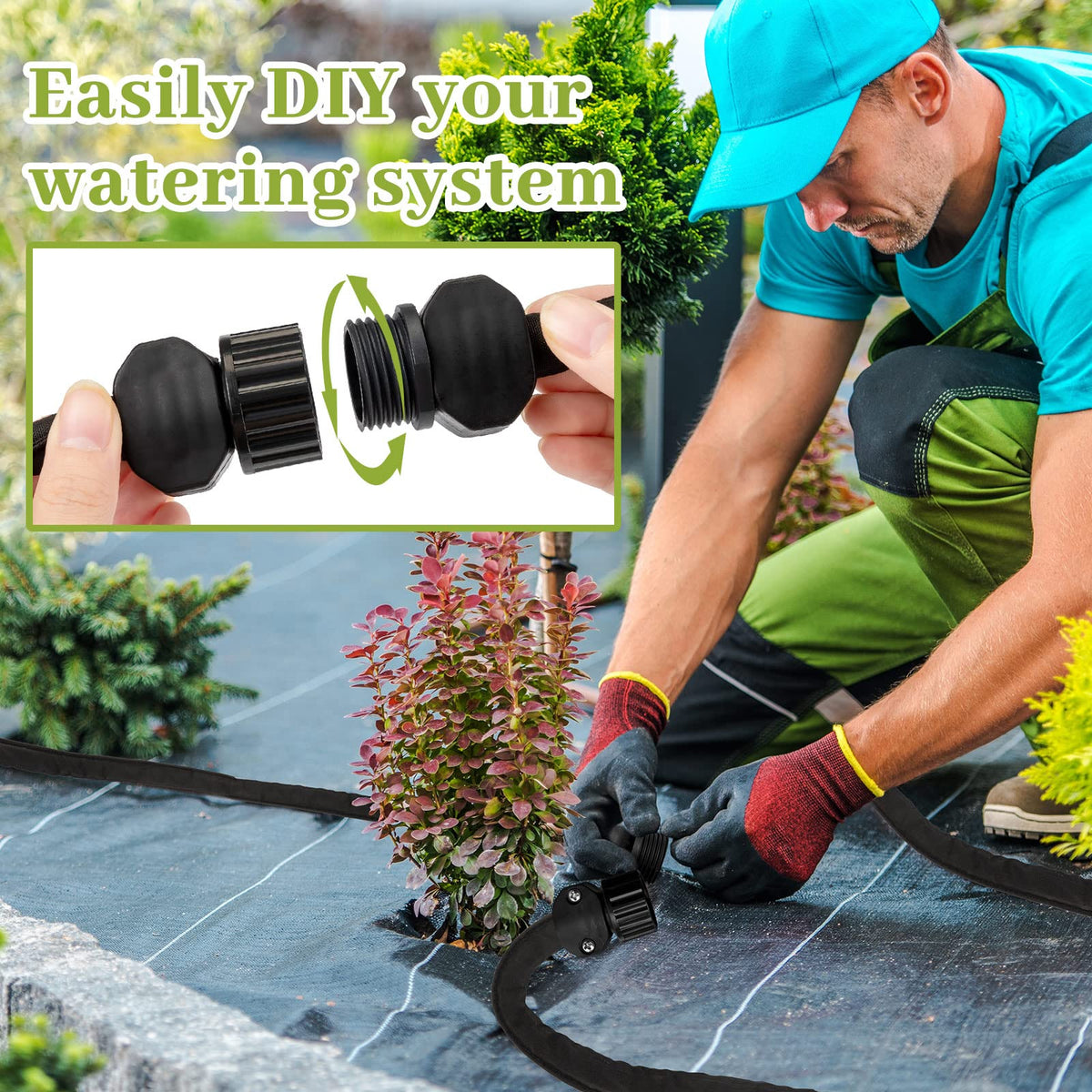 Weysat hose on garden bed layout for precise watering