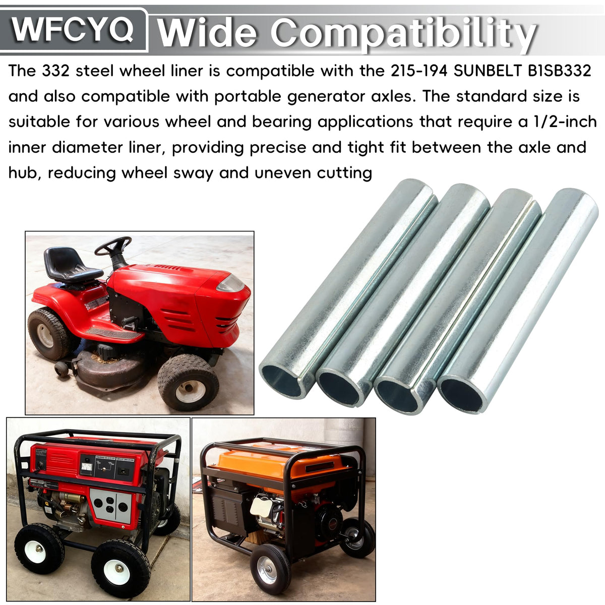 WFCYQ 332 bushing in use illustrating reliable spacing between axle and hub.
