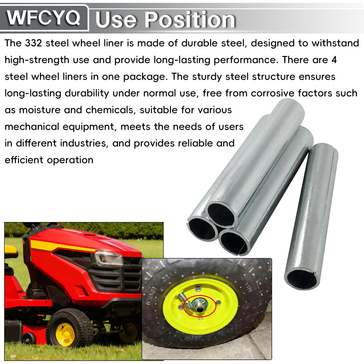 WFCYQ 332 steel wheel bushing under stress-test showcasing durability.