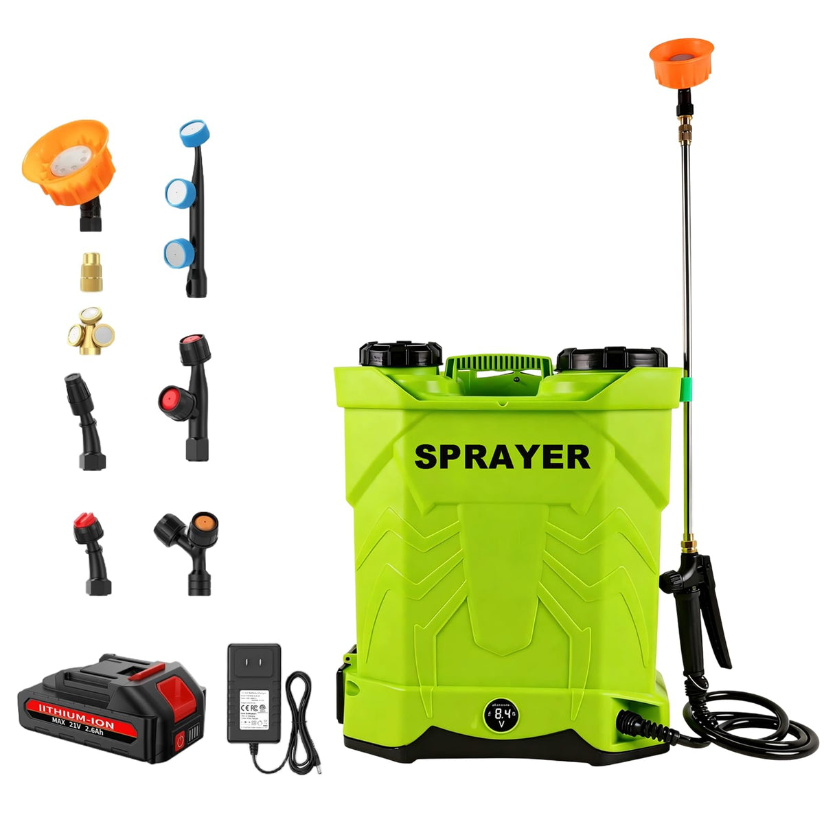 WFH battery backpack sprayer with a 5.3‑gallon tank and wide-mouth fill.
