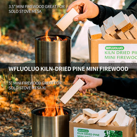 WFLUOLUO logs beside Solo Stove Mesa as a compact outdoor accessory.