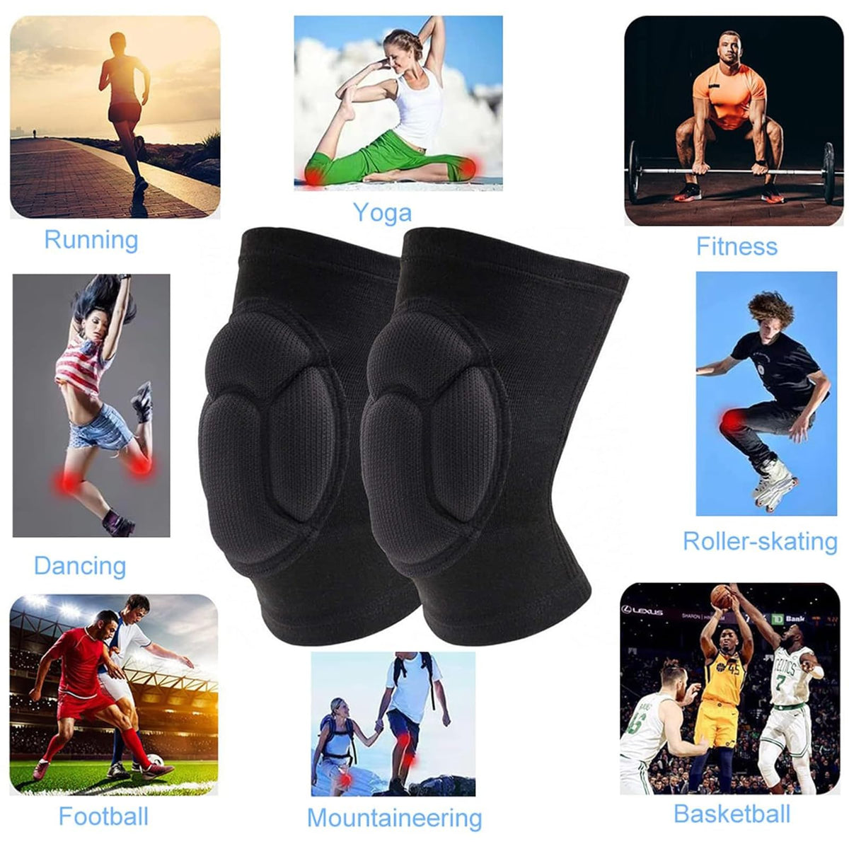 Multiple sizes available for a snug, breathable knee protection.