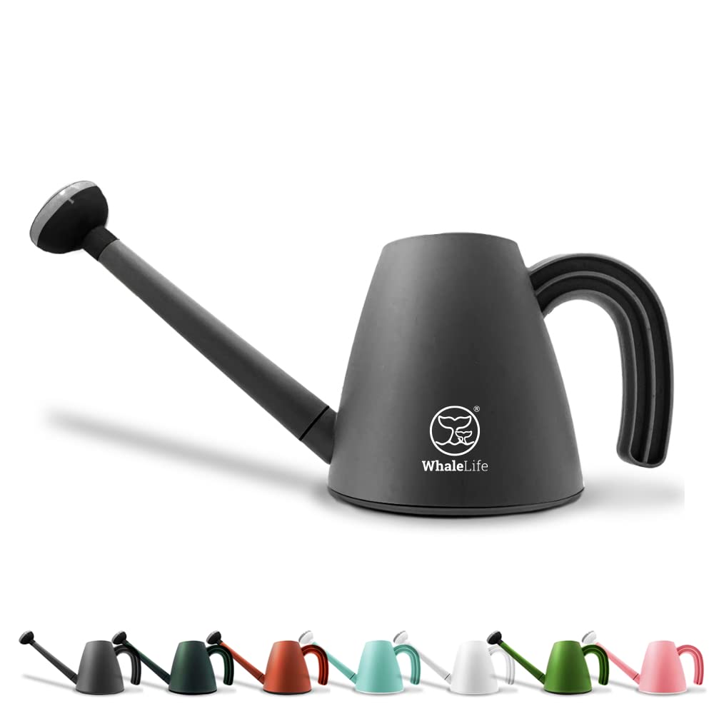 WhaleLife 2L gray indoor watering can with precise pour for small plants.