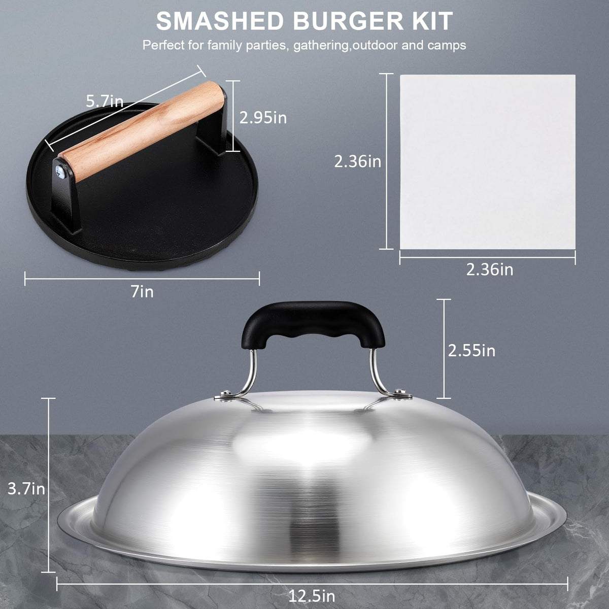 Whaleme 12-5in Griddle Dome melting cheese evenly on Blackstone