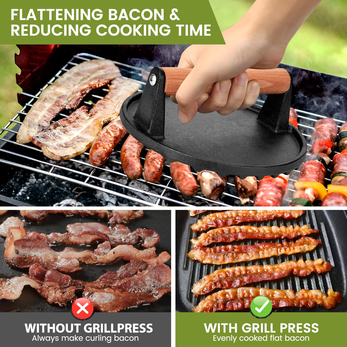Whaleme blackstone-compatible-press helps press evenly on griddles without sticking.