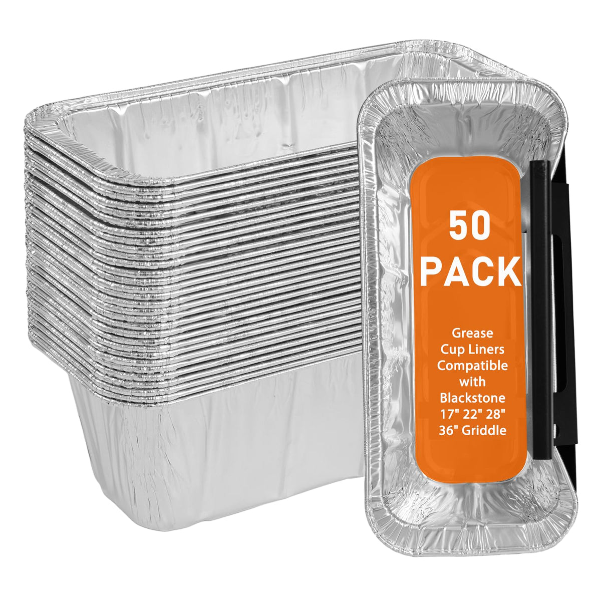 Whaleme grease cup liners 50-pack, ready-fit for Blackstone, helps contain drippings.