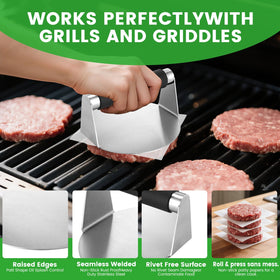 Whaleme hamburger patty papers preventing sticking and enabling neat stacking.