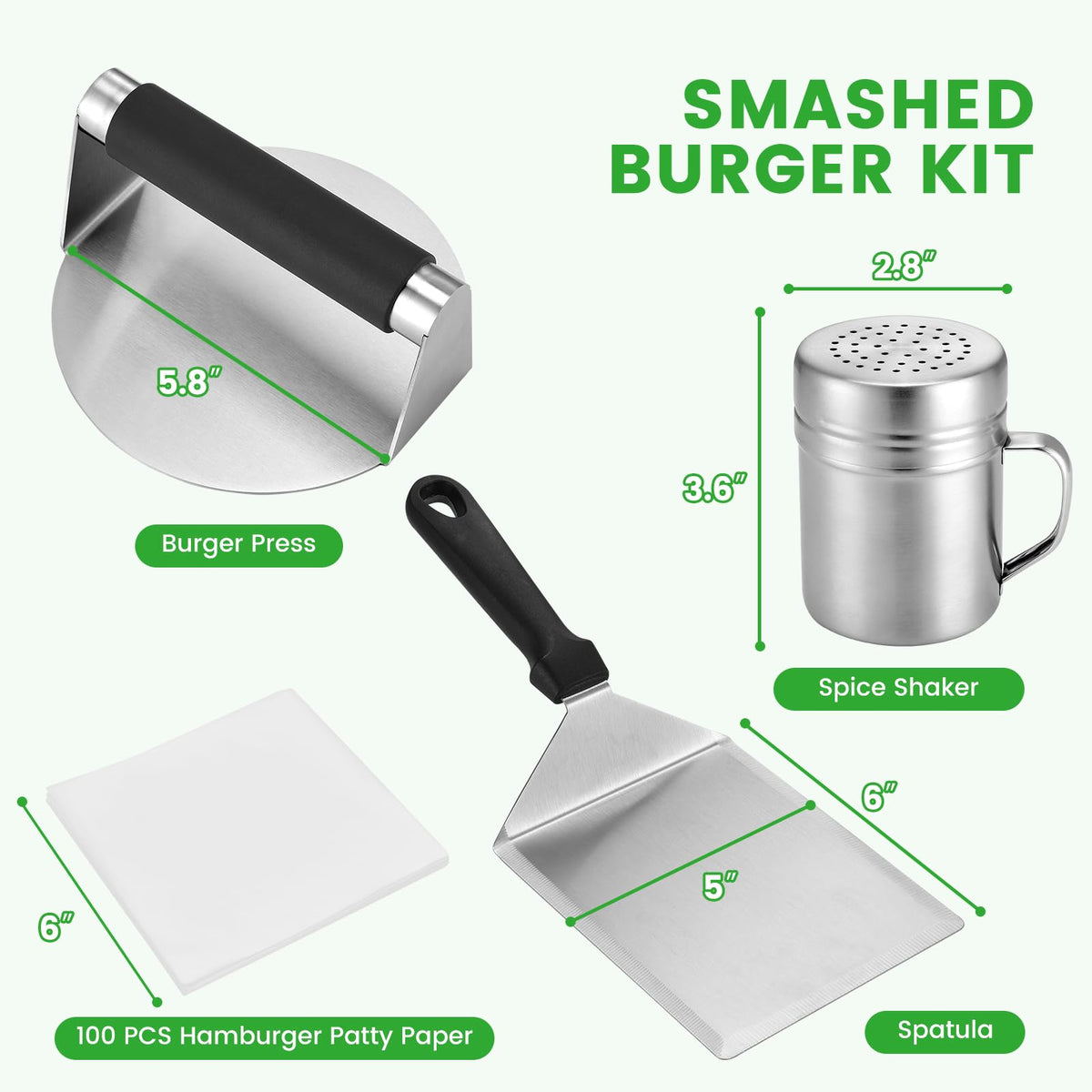 Whaleme stainless grill spatula with wide surface for easy flipping and lifting.