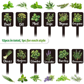 Whaline 12-styles herb labels highlight variety and easy plant identification.