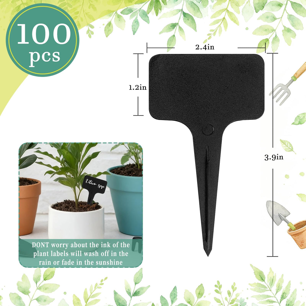 Whaline T-type tags inserted into soil for easy plant labeling