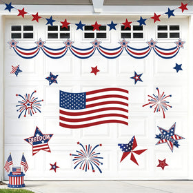 Whaline patriotic garage magnet flag on metal surface adds bold patriotic flair.