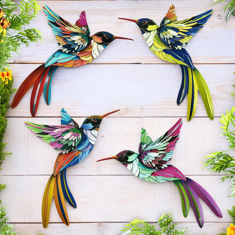 WHBIMGOOO hummingbird wall art on a fence adds vibrant outdoor color
