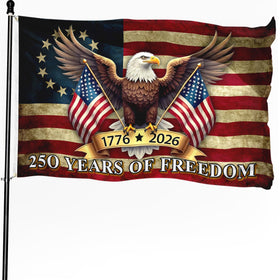 WHGJ 250th anniversary flag 3x5ft—durable fabric for indoor or outdoor display.