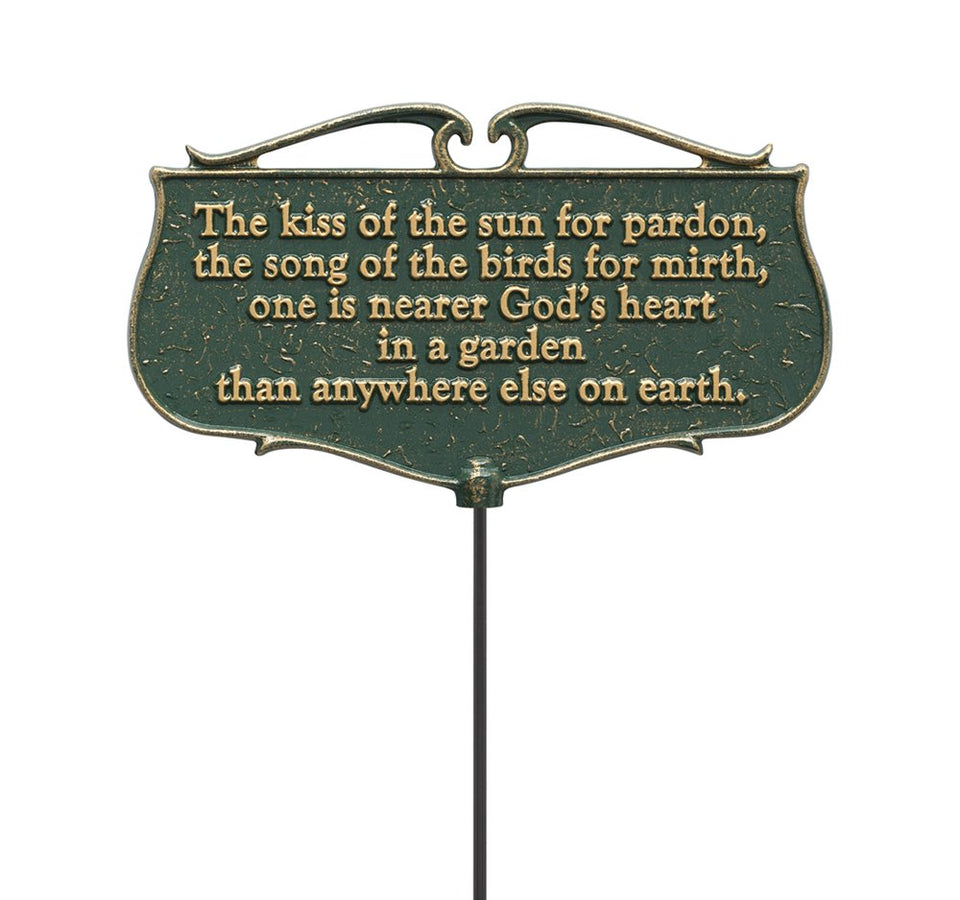 Whitehall Kiss of the Sun garden poem sign adds warmth and charm to your yard.