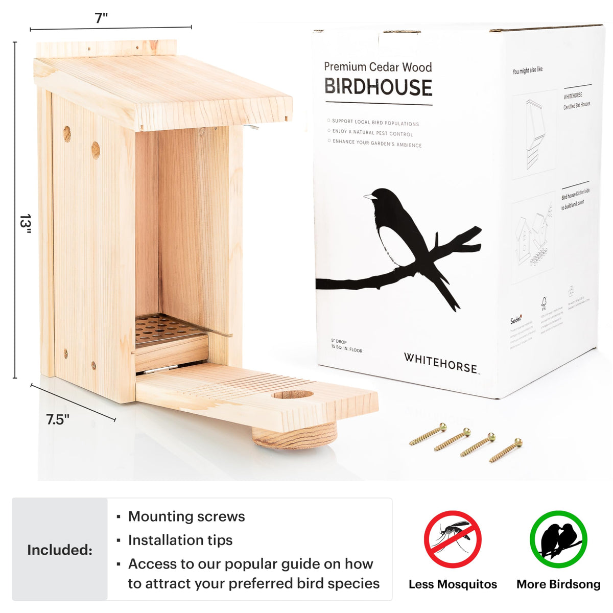 WHITEHORSE bluebird house suitable for bluebirds and chickadees