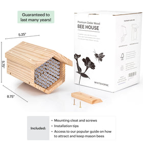 WHITEHORSE Cedar Bee House easy to install with French cleat mounting.