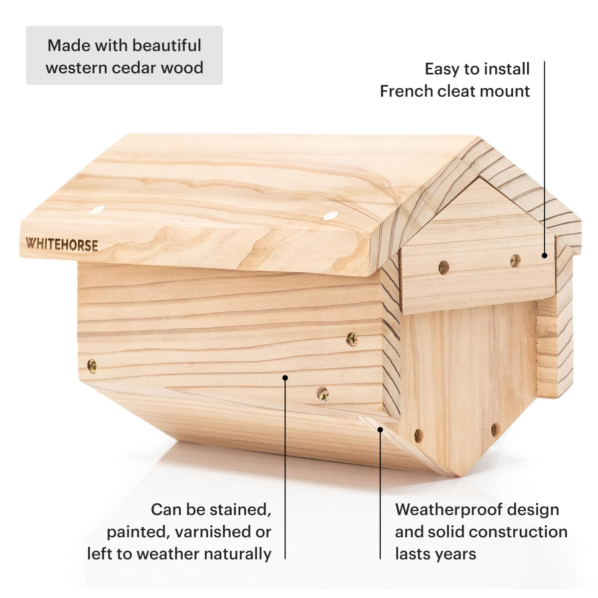 WHITEHORSE Cedar Bee House mason bees thriving with included paper tubes and guidance.