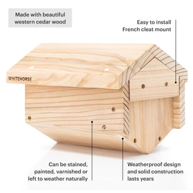 WHITEHORSE Cedar Bee House mason bees thriving with included paper tubes and guidance.