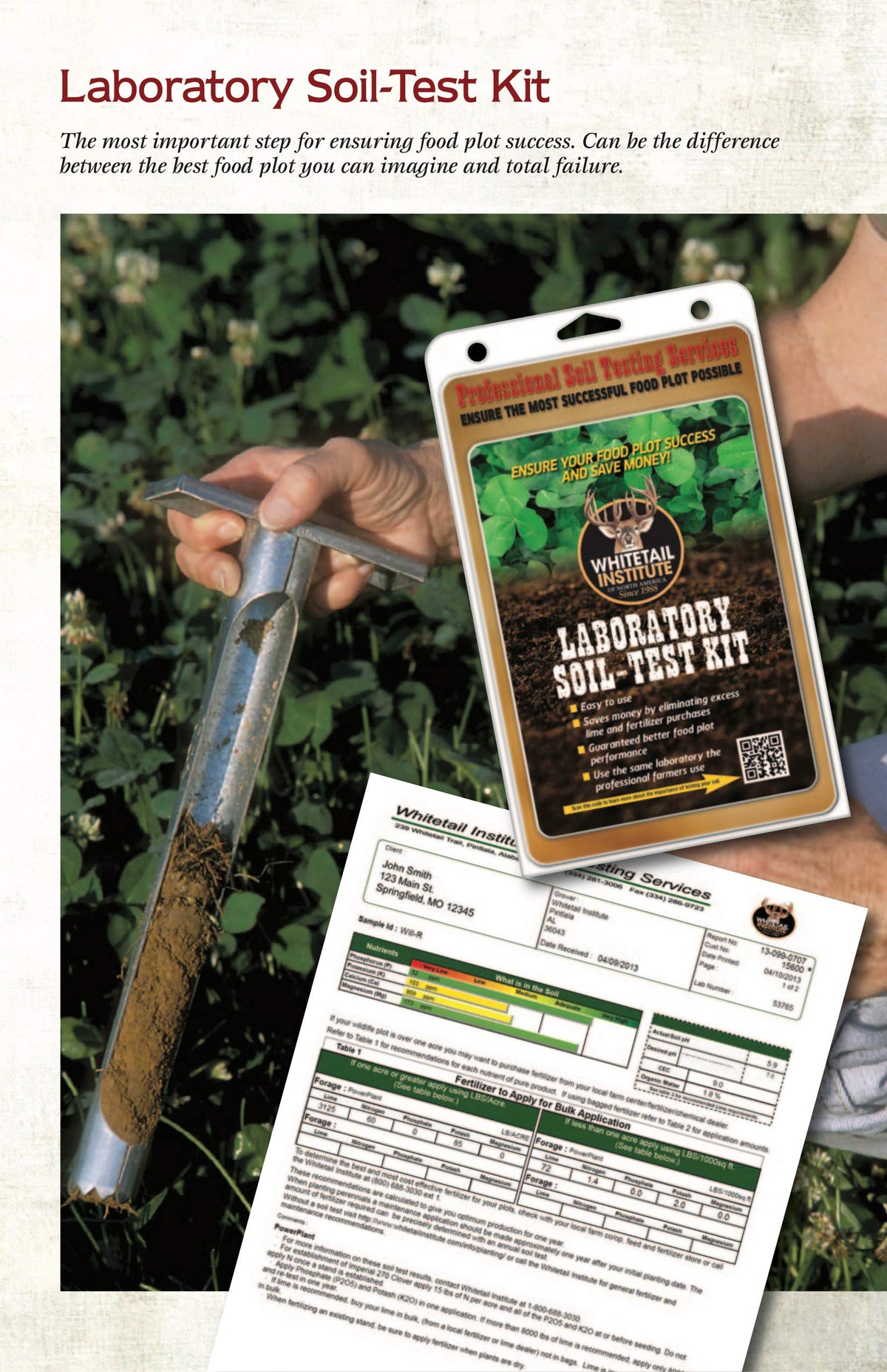 Whitetail Institute soil test kit results delivered by mail or email with clear guidance.