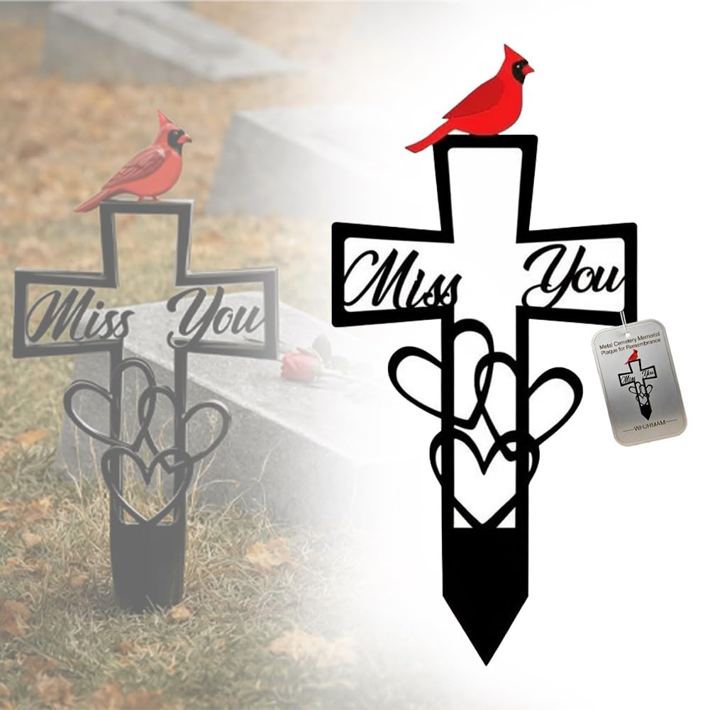 WHJHMAM cardinal cross memorial plaque for outdoor spaces