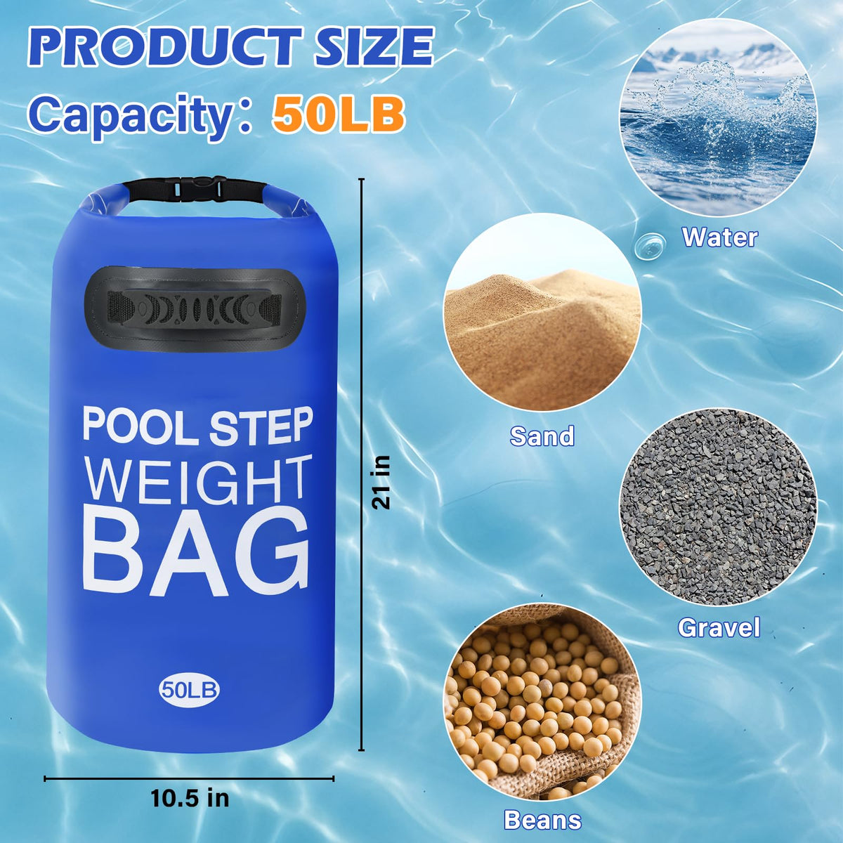 Whmayai 500D PVC material weight bag stays waterproof and durable.